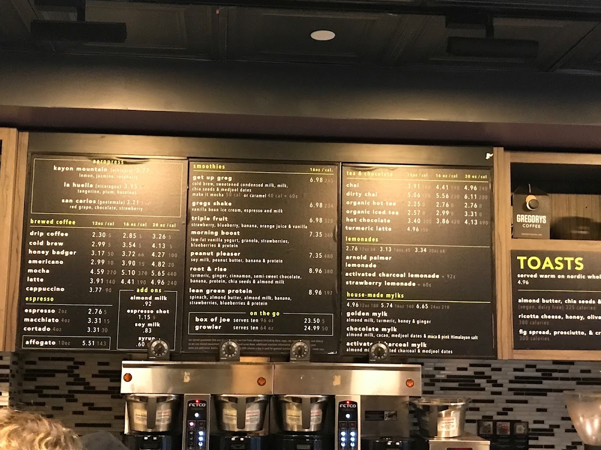 Gregorys Coffee Menu - Image 2